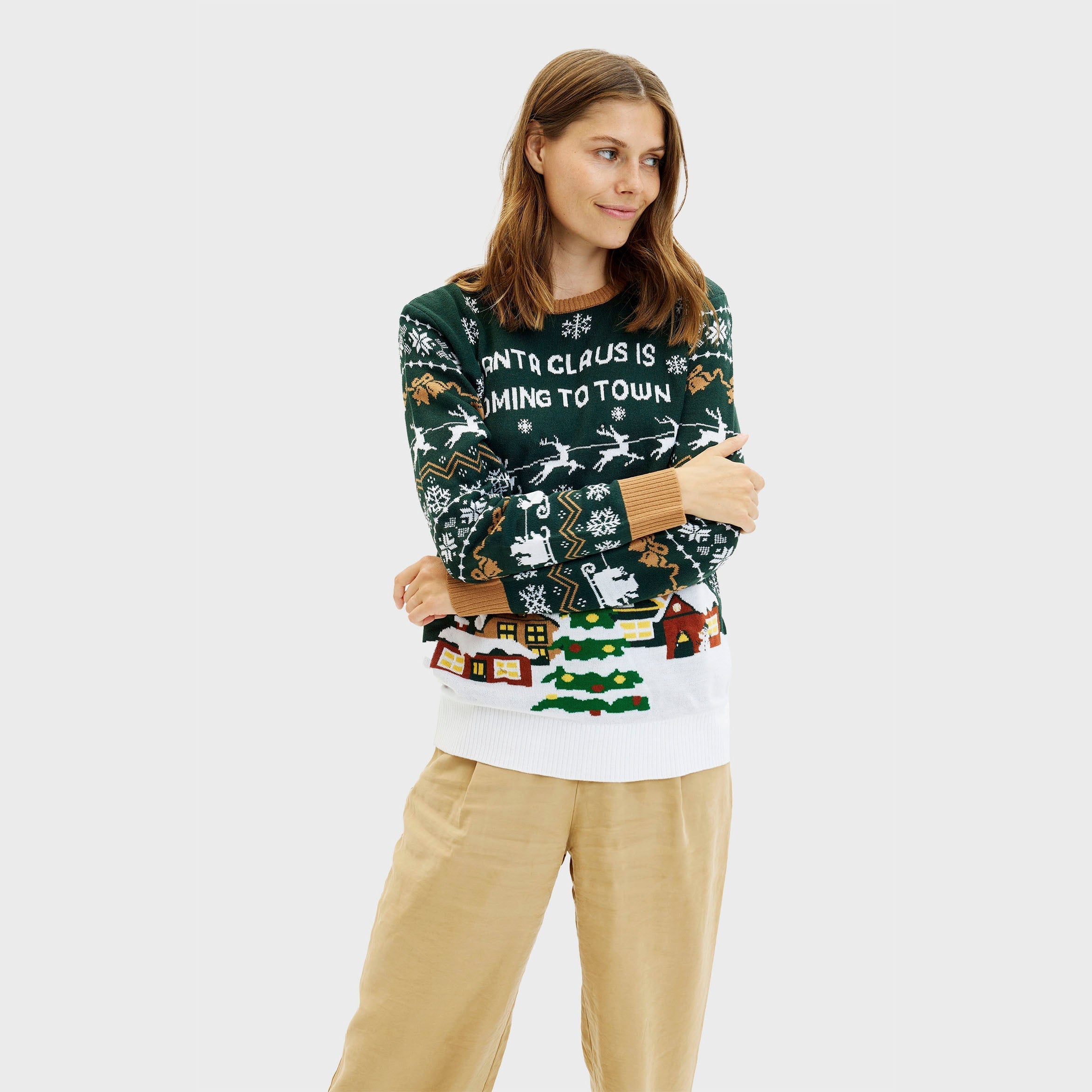 Santa Claus Is Coming To Town LED Grün - Damen