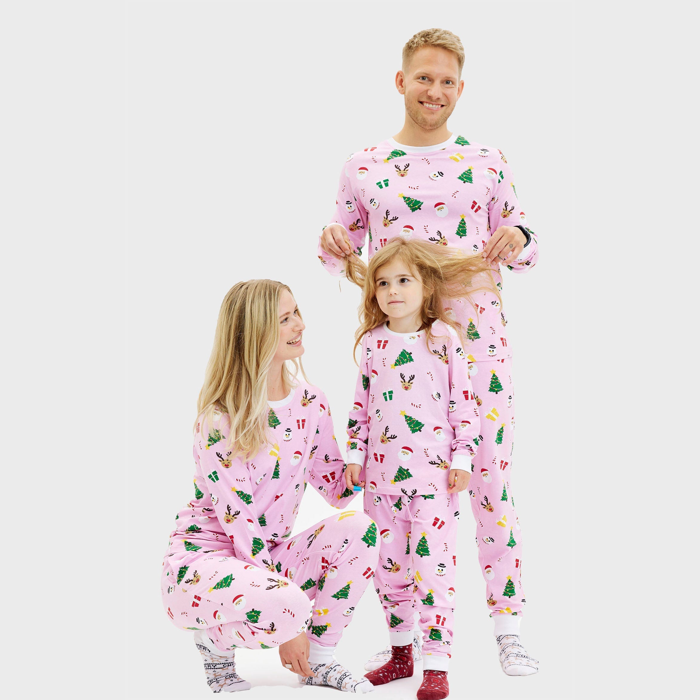 Vaaleanpunaiset joulupyjamat - lapset.