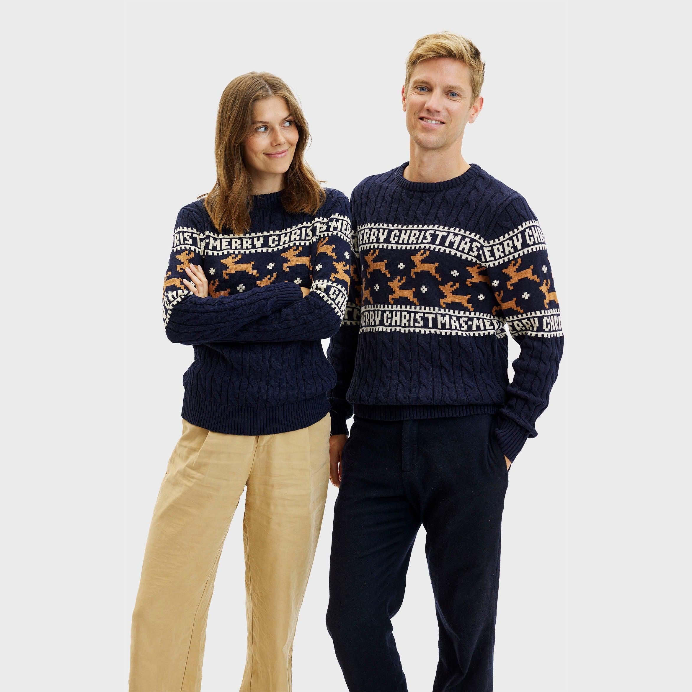 Der Elegante Weihnachtspullover Blau - Herren.