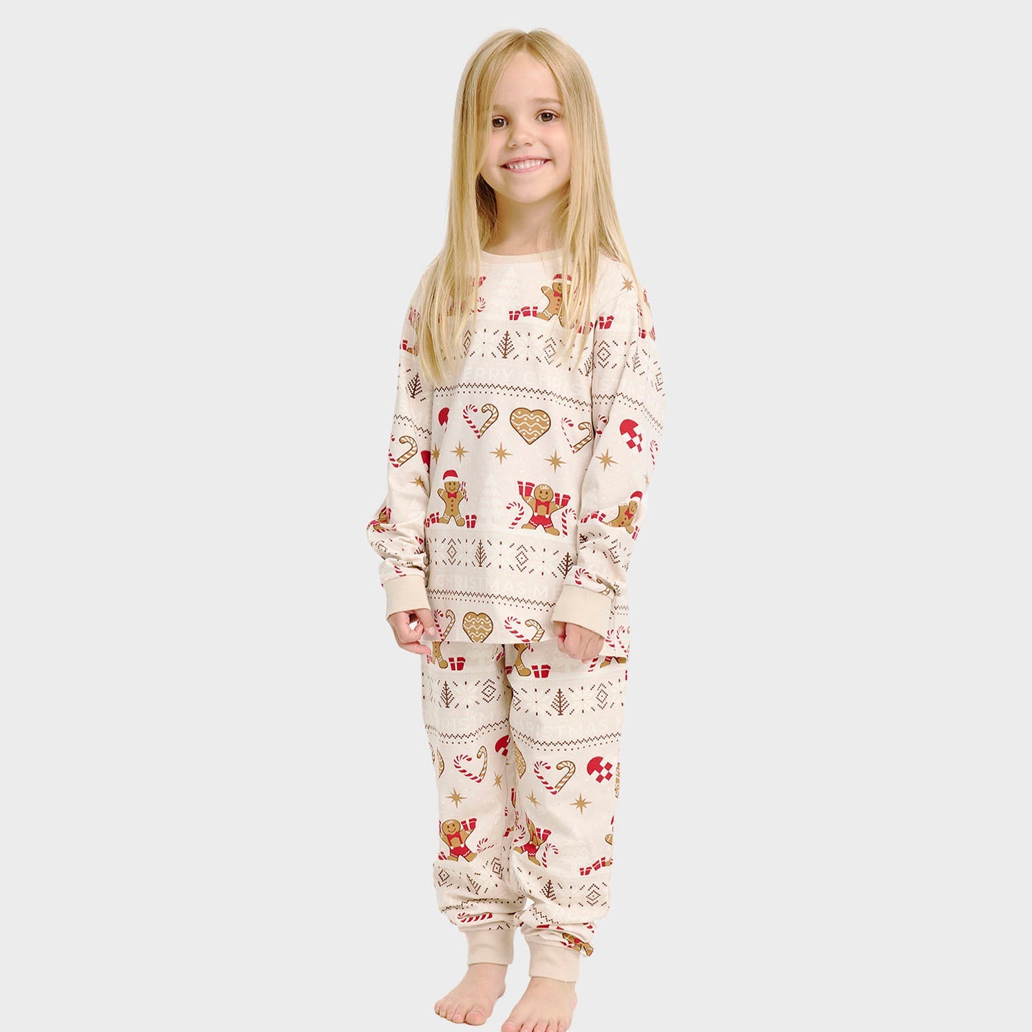 Joulukeksi Joulupyjama Beige – Lapset