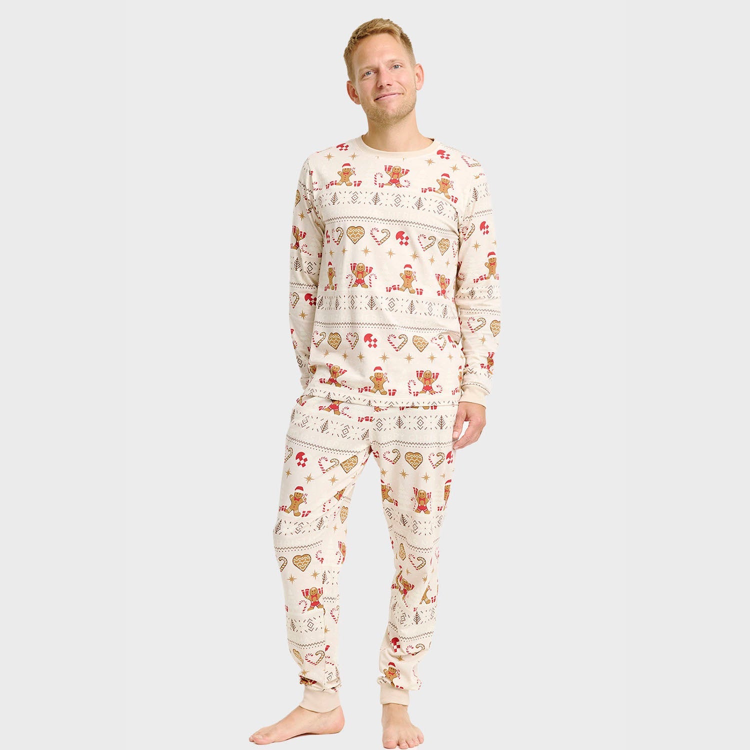 Joulukeksi Joulupyjama Beige – Miehet
