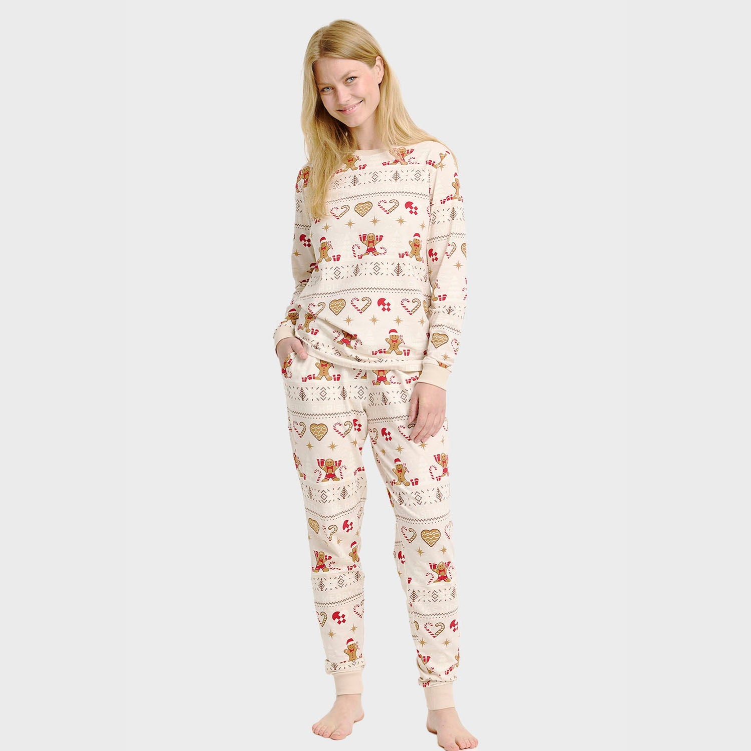 Joulukeksi Joulupyjama Beige – Naiset
